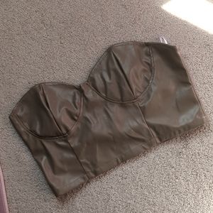Crop bustier leather tube top